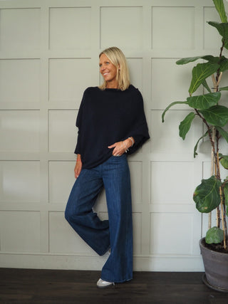 Rodeo Batwing On/Off The Shoulder Jumper - Cornflower Blue, Khaki, Navy Blue, Orange, Pink