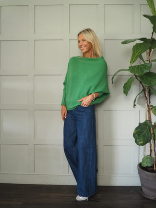 Rodeo Batwing On/Off The Shoulder Jumper - Cornflower Blue, Khaki, Navy Blue, Orange, Pink