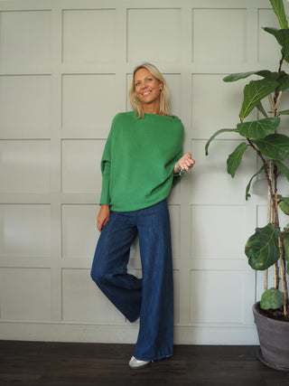 Rodeo Batwing On/Off The Shoulder Jumper - Cornflower Blue, Khaki, Navy Blue, Orange, Pink