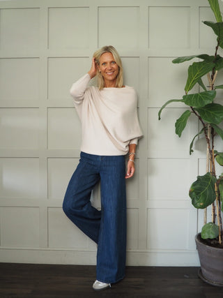 Rodeo Batwing On/Off The Shoulder Jumper - Cornflower Blue, Khaki, Navy Blue, Orange, Pink