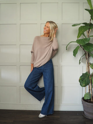 Rodeo Batwing On/Off The Shoulder Jumper - Cornflower Blue, Khaki, Navy Blue, Orange, Pink