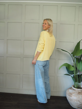 Bude Cardigan with Contrast Trim - Khaki, Navy Blue, Pink, Sky Blue, Yellow