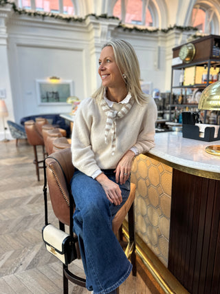 Mel Triangle Stripe Scarf - Chocolate, Winter White