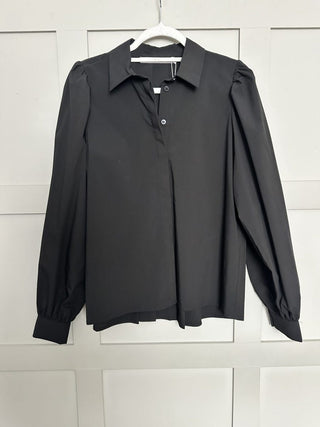 Judith Pleated Back Blouse by Costa &amp; Mani - Black, Mushroom