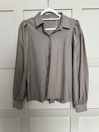 Judith Pleated Back Blouse by Costa &amp; Mani - Black, Mushroom