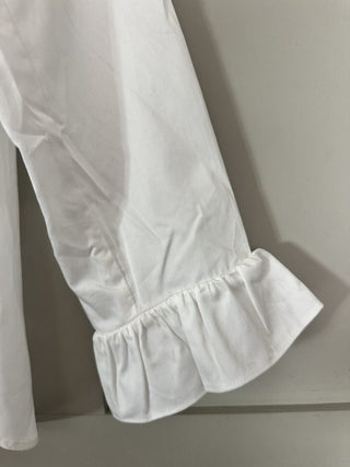 Ricki Round, High Neckline, Long Sleeve Blouse by Costa and Mani - Mushroom, Off White