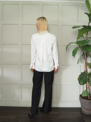 Ricki Round, High Neckline, Long Sleeve Blouse by Costa and Mani - Mushroom, Off White