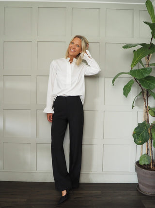 Straya Straight Leg Tailored Trousers with Side Pockets - Black, Red
