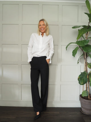 Straya Straight Leg Tailored Trousers with Side Pockets - Black, Red