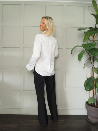 Ricki Round, High Neckline, Long Sleeve Blouse by Costa and Mani - Mushroom, Off White