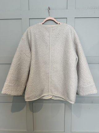 Inley Relaxed Fit Teddy Jacket By Saint Tropez - Oatmeal
