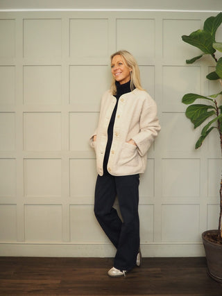 Inley Relaxed Fit Teddy Jacket By Saint Tropez - Oatmeal