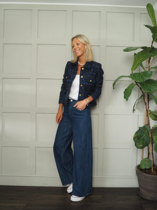 Valentine Lined Boucle Blazer with Gold Buttons and Pockets - 5 Colours