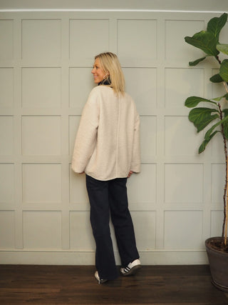 Inley Relaxed Fit Teddy Jacket By Saint Tropez - Oatmeal