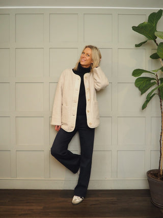 Inley Relaxed Fit Teddy Jacket By Saint Tropez - Oatmeal