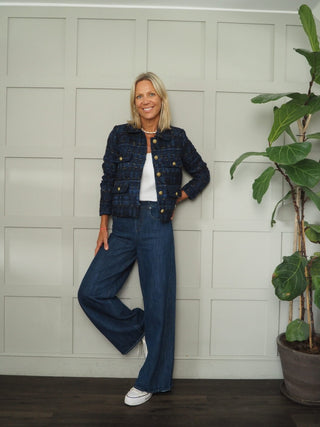 Valentine Lined Boucle Blazer with Gold Buttons and Pockets - 5 Colours