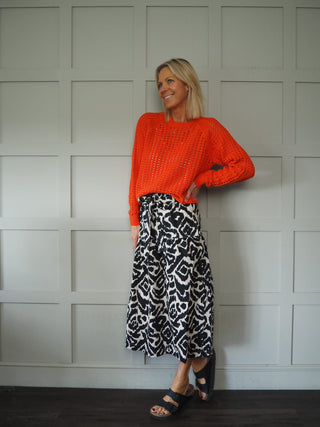 Christel Organic Cotton Jumper with Ribbing Detail by Part Two - Ecru and Tomato Red