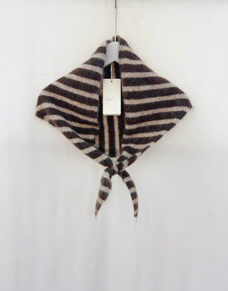 Mel Triangle Stripe Scarf - Chocolate, Winter White