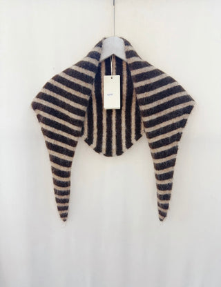 Mel Triangle Stripe Scarf - Chocolate, Winter White