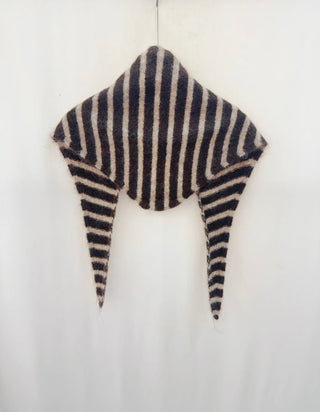 Mel Triangle Stripe Scarf - Chocolate, Winter White