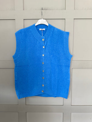 Icklesham Super Soft Sleeveless Cardigan - Baby Pink, Bright Green, Cornflower Blue, Hot Coral, Hot Pink, Navy Blue, Sky Blue