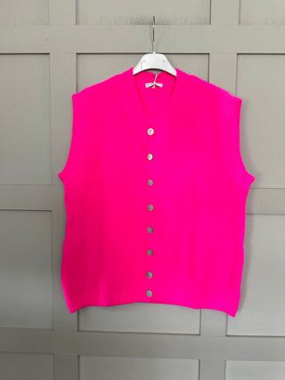 Icklesham Super Soft Sleeveless Cardigan - Baby Pink, Bright Green, Cornflower Blue, Hot Coral, Hot Pink, Navy Blue, Sky Blue