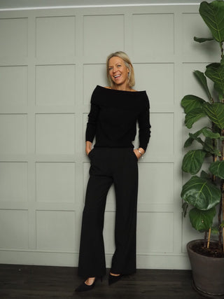 Lunar Cashmere Mix Jumper - Black and Ivory