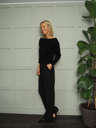 Lunar Cashmere Mix Jumper - Black and Ivory