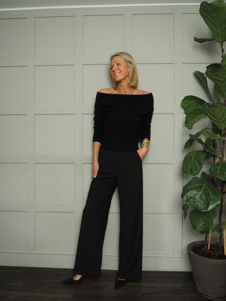 Lunar Cashmere Mix Jumper - Black and Ivory