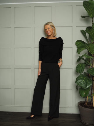 Lunar Cashmere Mix Jumper - Black and Ivory