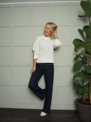 Paradis Chunky Knit Jumper with Ribbing Detail by Soaked - Ecru