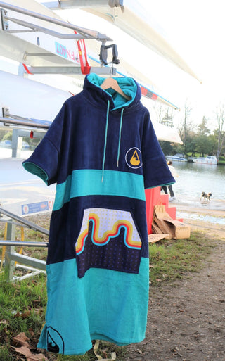 Men’s Beach Poncho by Bluebow - Navy Blue/Turquoise