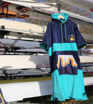 Men’s Beach Poncho by Bluebow - Navy Blue/Turquoise