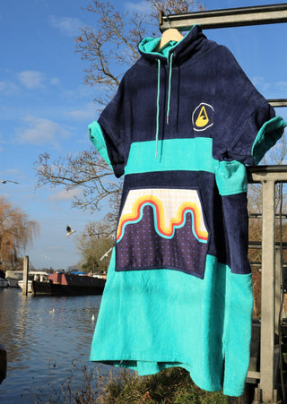 Men’s Beach Poncho by Bluebow - Navy Blue/Turquoise