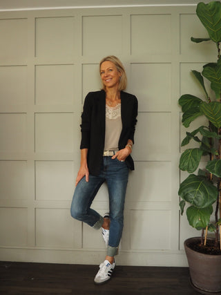 Shirley Lightweight Blazer with Pockets and No Fastenings by Soaked - Black, Navy Blue, Silver Blue