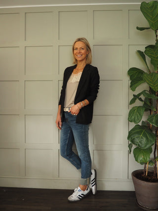 Shirley Lightweight Blazer with Pockets and No Fastenings by Soaked - Black, Navy Blue, Silver Blue