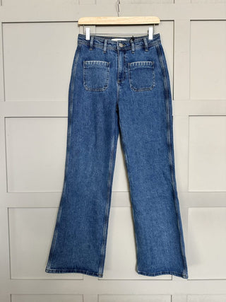 Mabel Patched Pocket Wide Leg Jeans by Seventy Mochi - Dark Vintage, Peony Pink, Vintage Americana