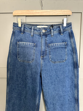 Mabel Patched Pocket Wide Leg Jeans by Seventy Mochi - Dark Vintage, Peony Pink, Vintage Americana