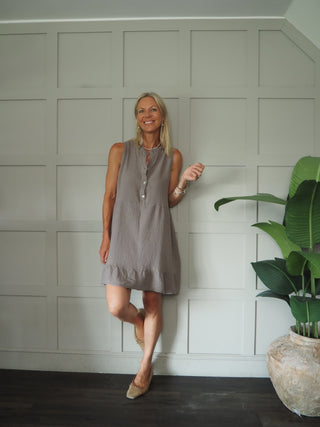 Nikki Cheesecloth Dress - Coral, Mocha, Navy Blue, Sky Blue, White,