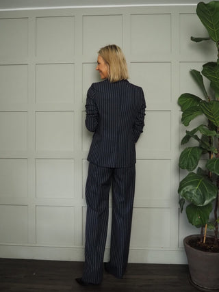 Anello Blazer and Trouser Pinstripe Suit by Emme - Navy Blue