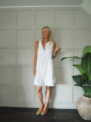 Nikki Cheesecloth Dress - Coral, Mocha, Navy Blue, Sky Blue, White,