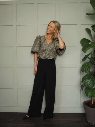 Corinne Wide Leg Trousers by Soaked - Black, Camel