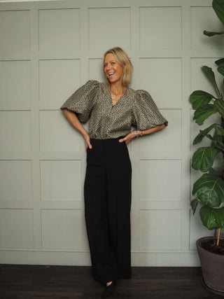 Corinne Wide Leg Trousers by Soaked - Black, Camel