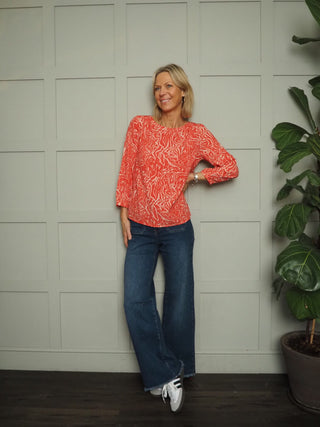 Bianca Patterned Top by Saint Tropez - Coral