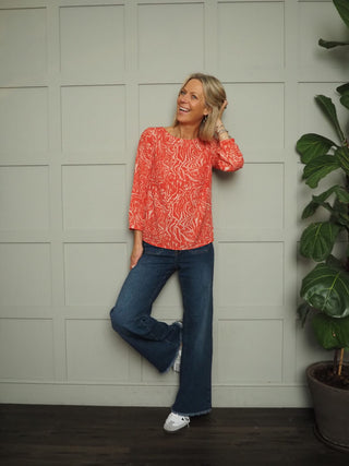 Bianca Patterned Top by Saint Tropez - Coral