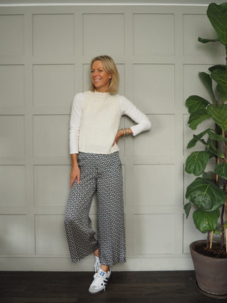 Wilma Cropped Trousers by Emme - Navy Blue
