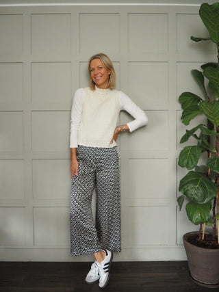 Wilma Cropped Trousers by Emme - Navy Blue