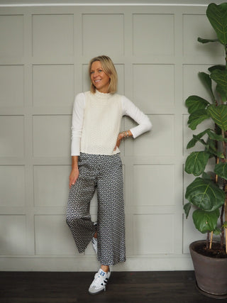 Wilma Cropped Trousers by Emme - Navy Blue