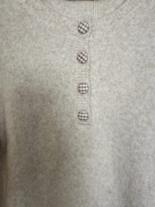 Jackson Jumper with Gingham Buttons and Cuffs - Baby Blue, Baby Pink, Black, Oatmeal