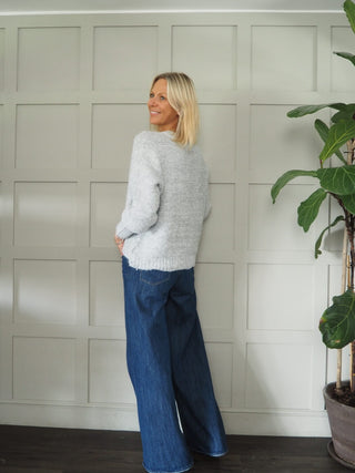 Reed Round Neck Jumper with Subtle Sequins and Lurex Threads - Pink, Silver and Taupe